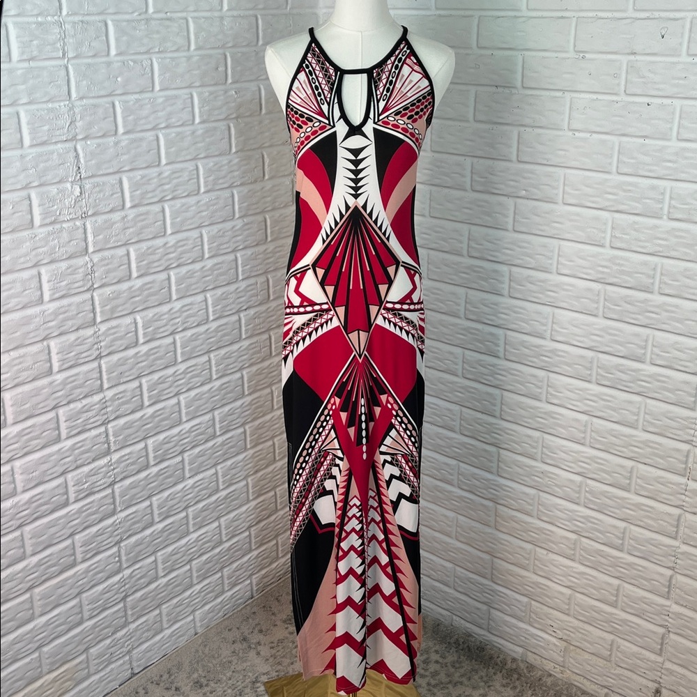 QED LONDON MAXI DRESS BODYCON POLYESTER SIDE SLITS SIZE XS